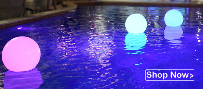 Waterproof LED Glow Sphere Balls that illuminate and float in pools and ponds